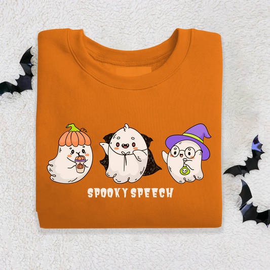 Spooky Speech Cute Ghosts Halloween Sweatshirt for SLP or SLPA