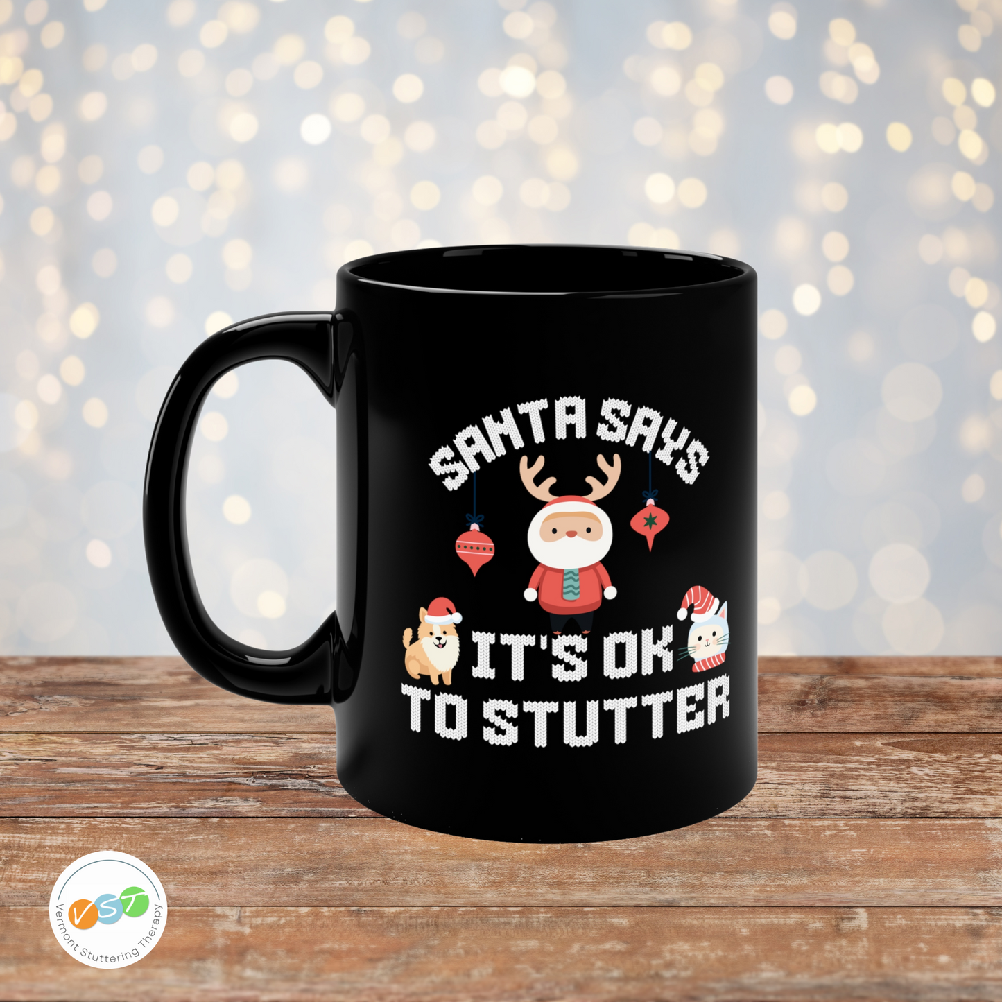 Santa It's OK to Stutter Cat & Dog Mug