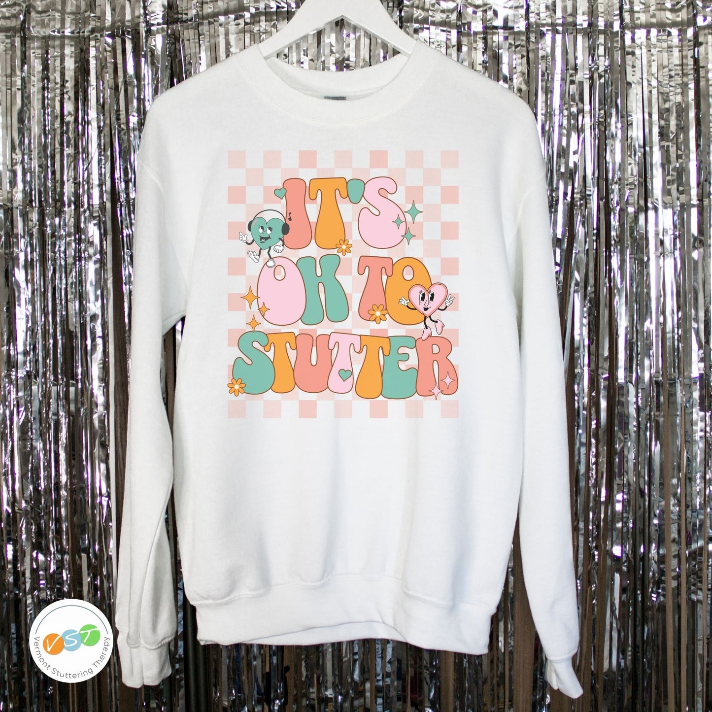 It's OK to Stutter Groovy Bubble Text Sweatshirt