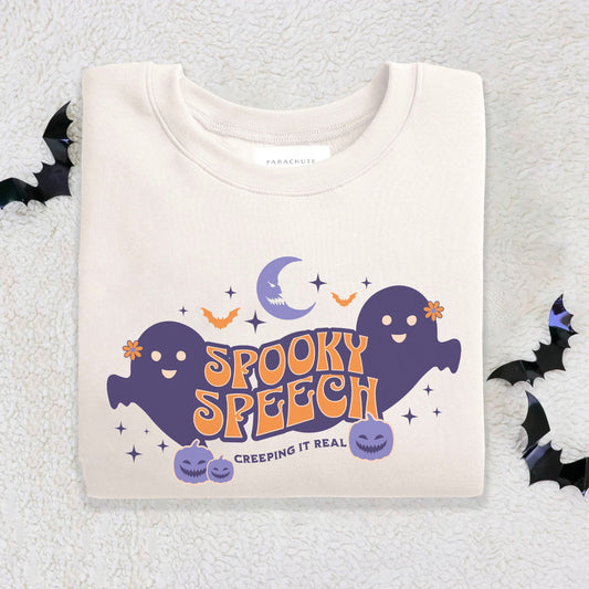 SLP Spooky Speech Creeping It Real Halloween Sweatshirt