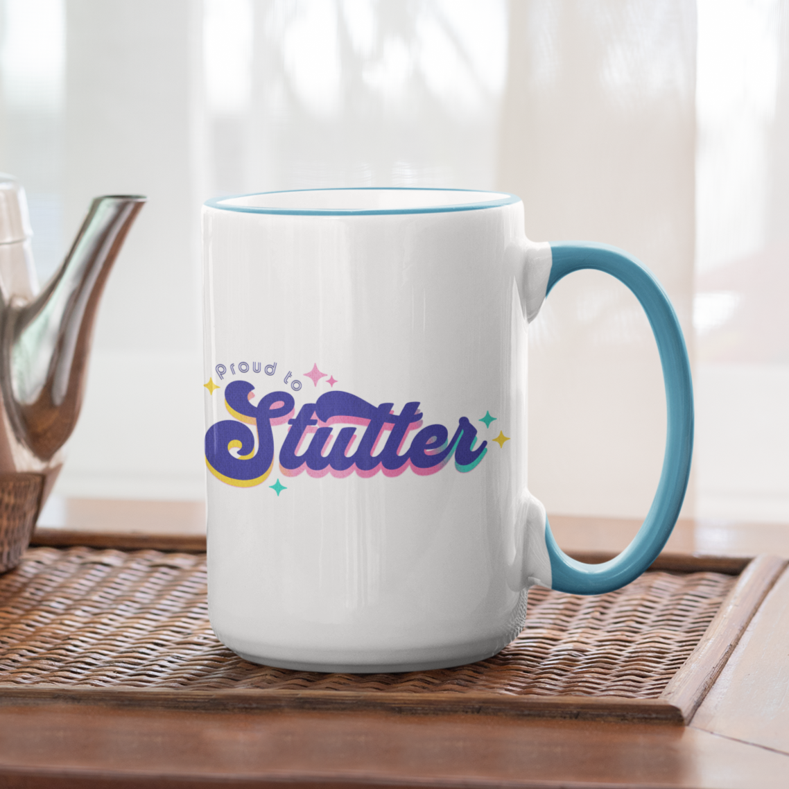 Proud to Stutter Mug Retro, 15oz Two-Tone Stuttering Mug, Normalize Stuttering Awareness Support, Cute Mug Gift for Person Who Stutters