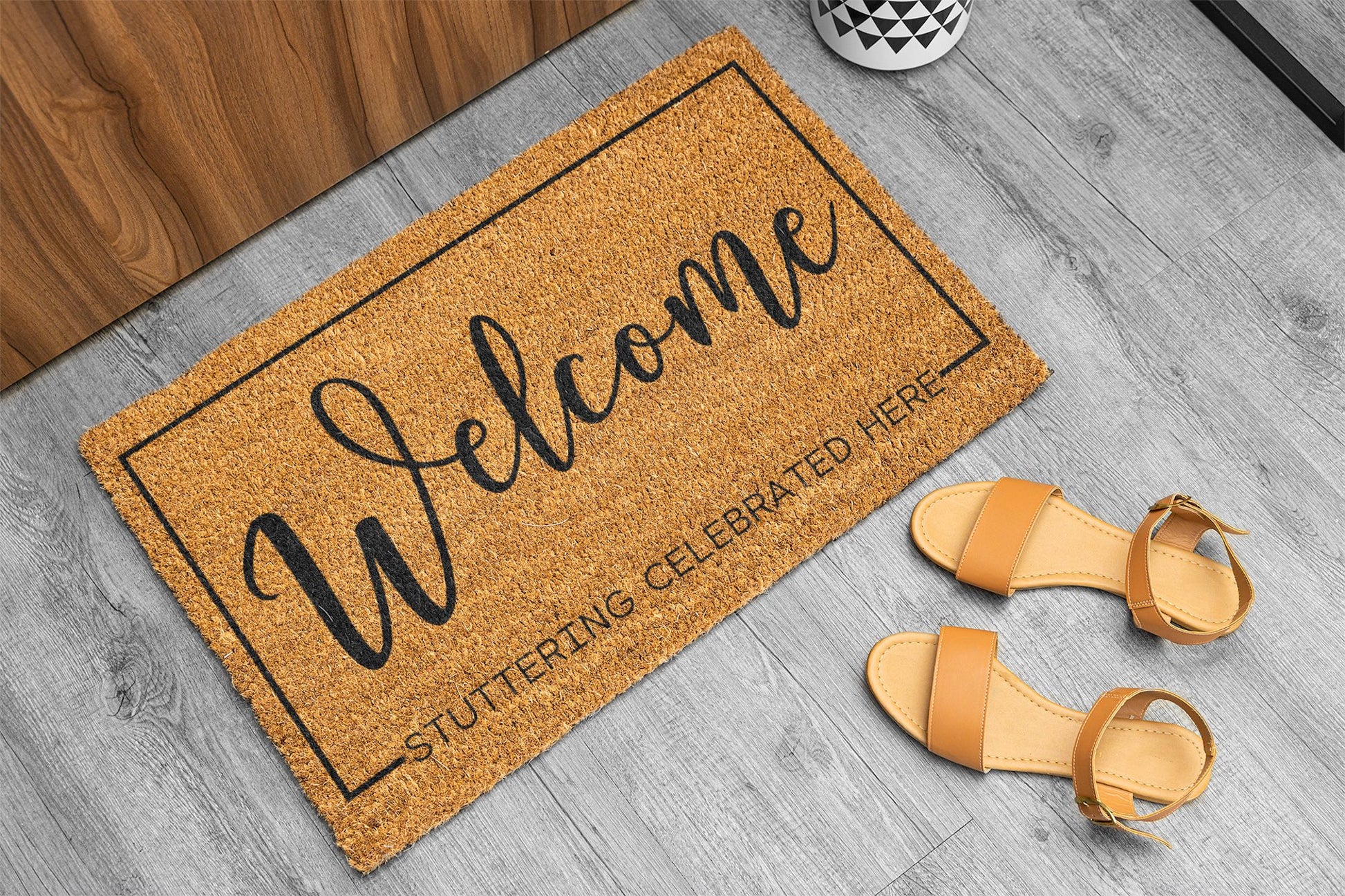 Stuttering Celebrated Here Welcome Door Mat