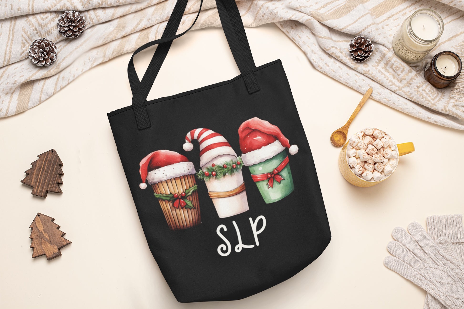 SLP Christmas Tote - Coffee Santa Hat 