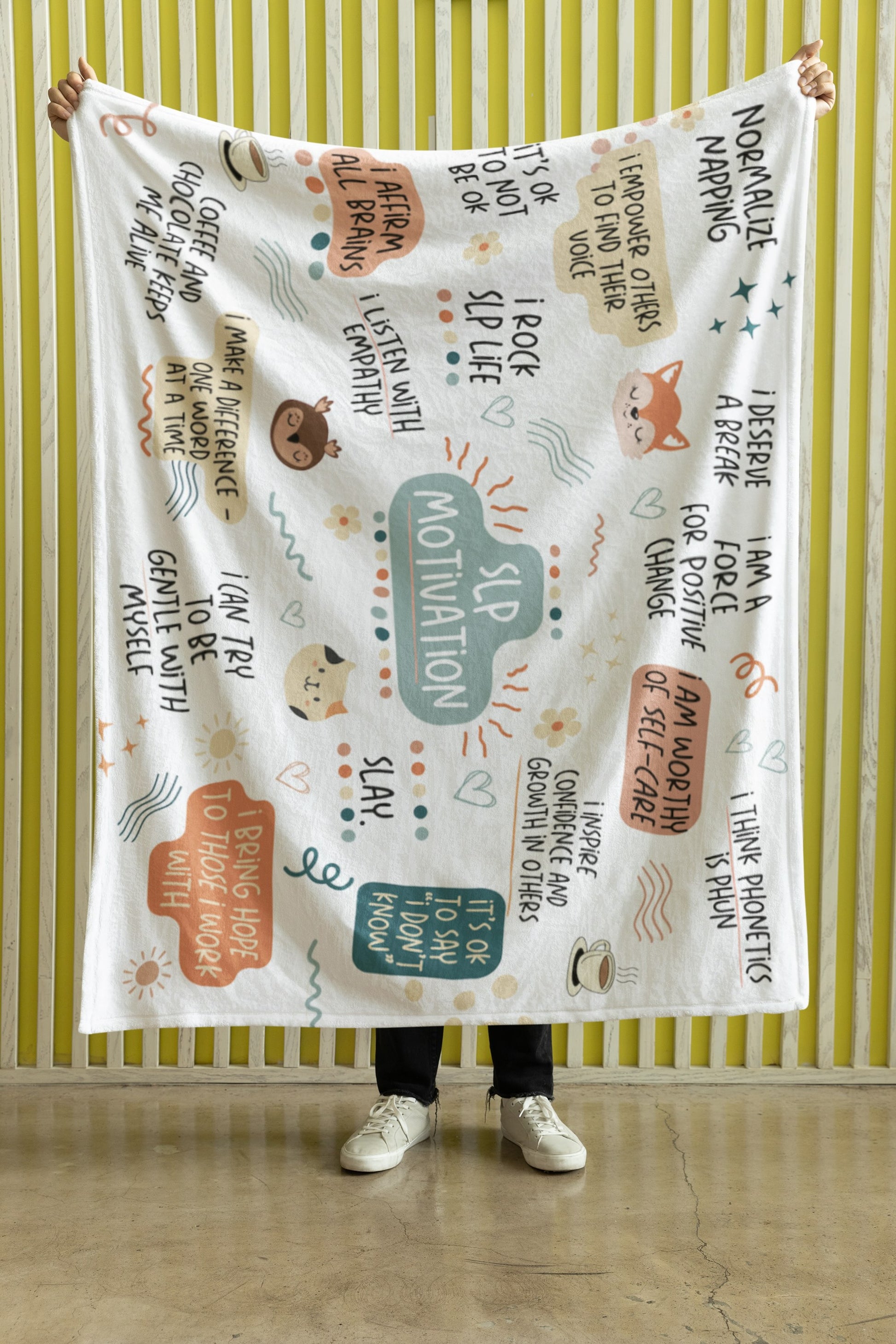 SLP Motivational Quotes Plush Blanket for Speech-Language Pathology Graduation Gift