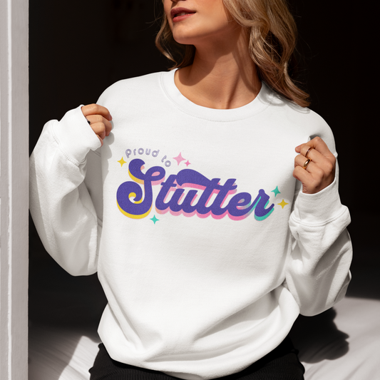 Proud to Stutter Sweatshirt Retro, Team Stuttering Heavy Blend Crewneck Sweatshirt, Gift for Person Who Stutters, Stuttering Awareness Shirt