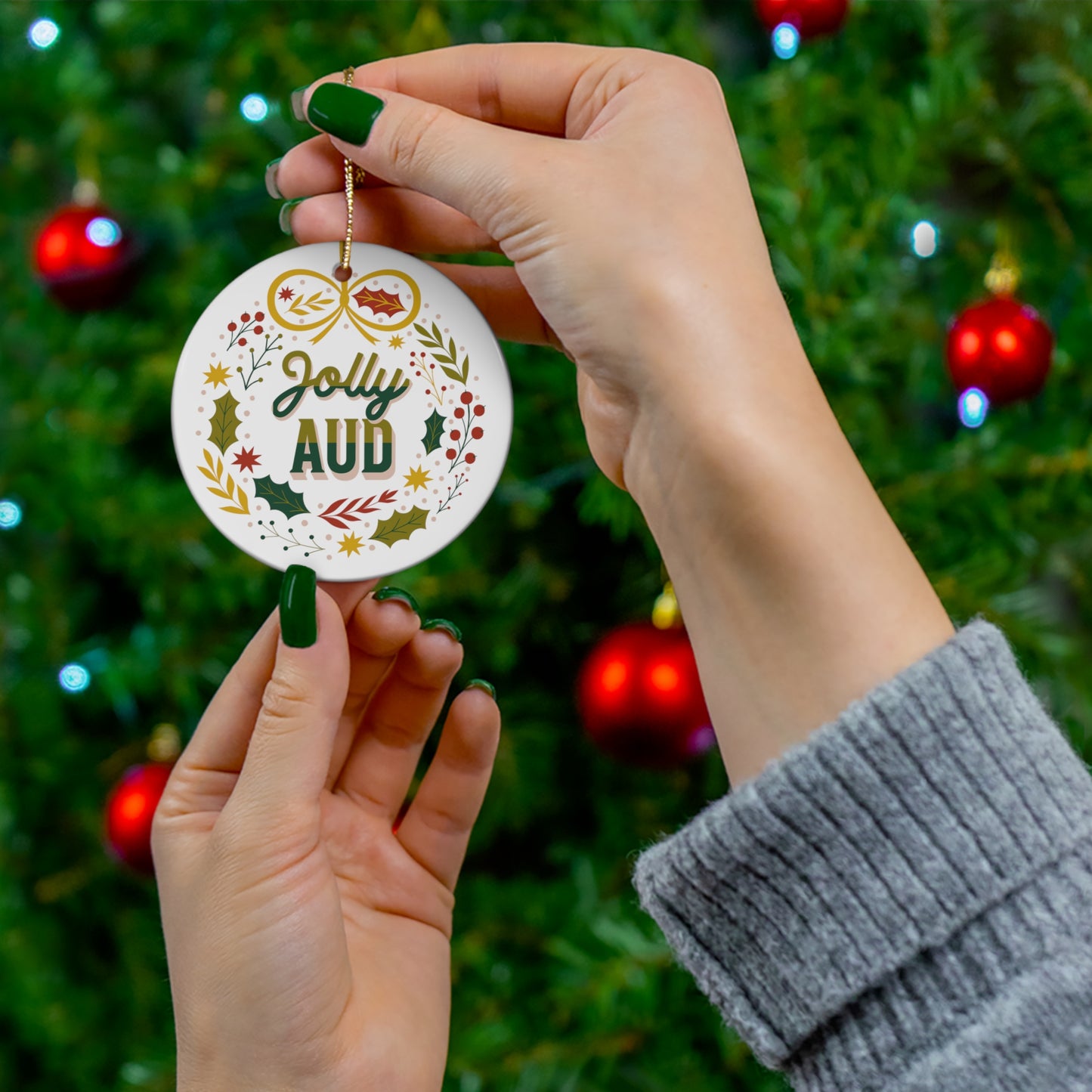 Jolly AuD Christmas Ornament - 4 Material Options