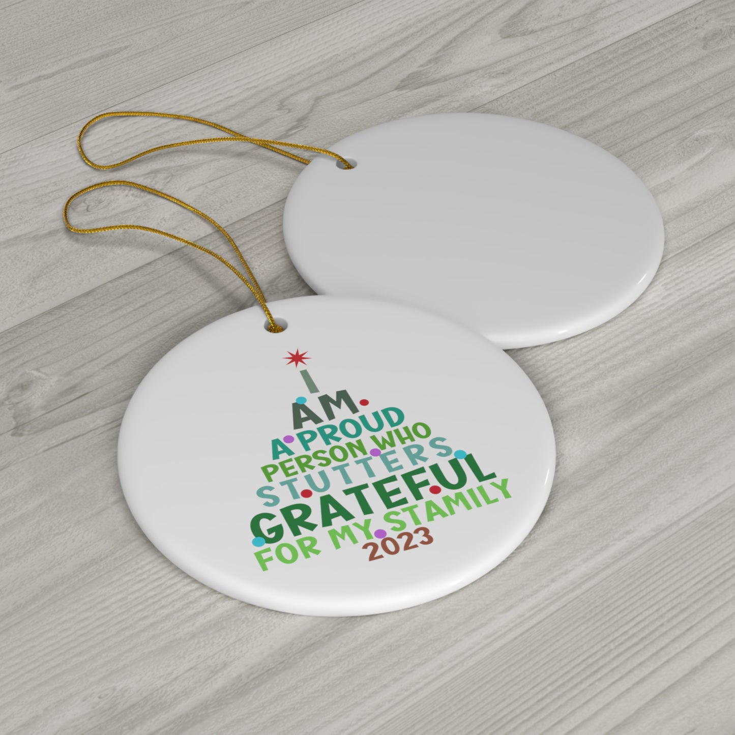 Stuttering Christmas Tree Grateful Stamily Ornament 2023