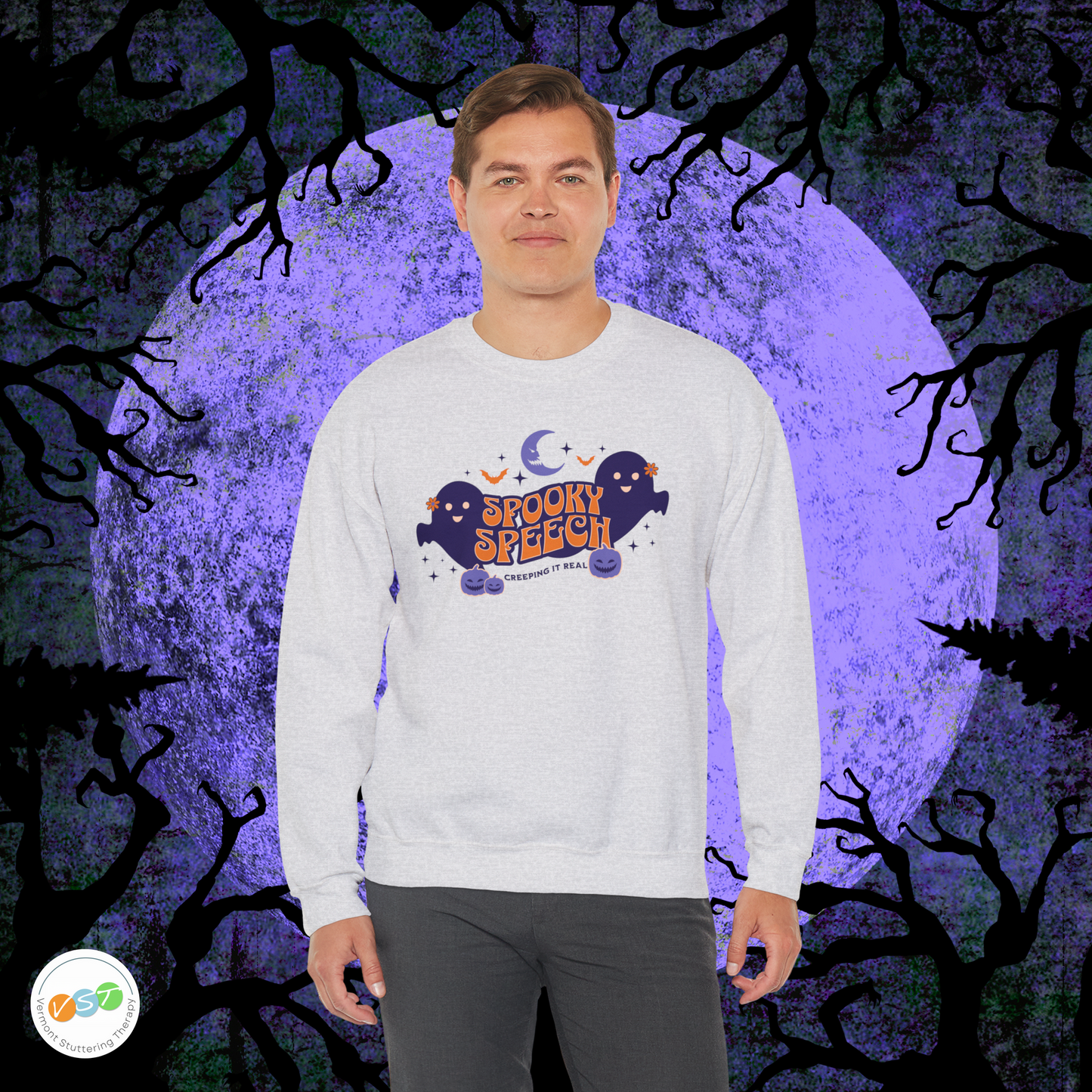 SLP Spooky Speech Creeping It Real Halloween Sweatshirt