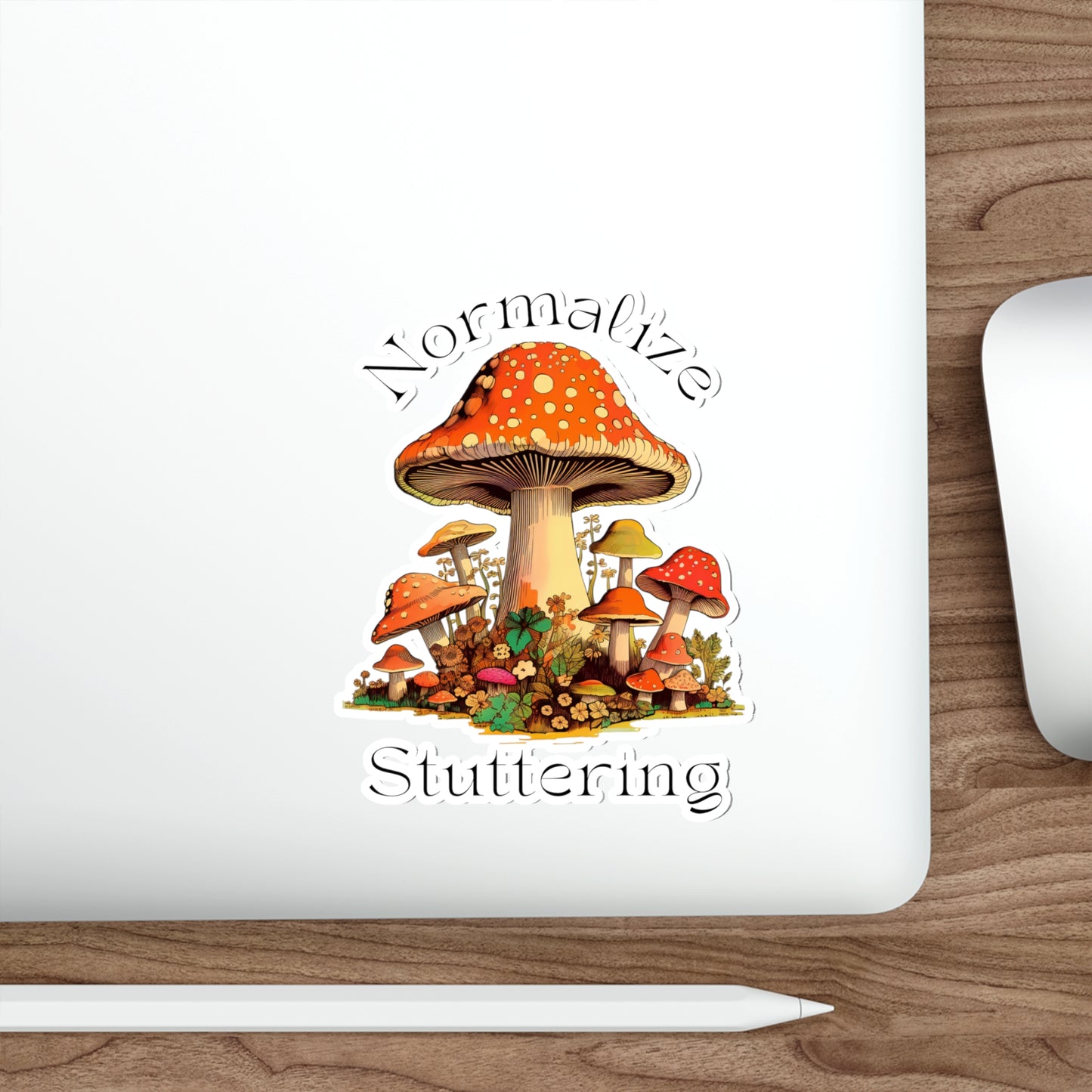 Normalize Stuttering Groovy Mushroom Die-Cut Vinyl Sticker, 4", 5" or 6"