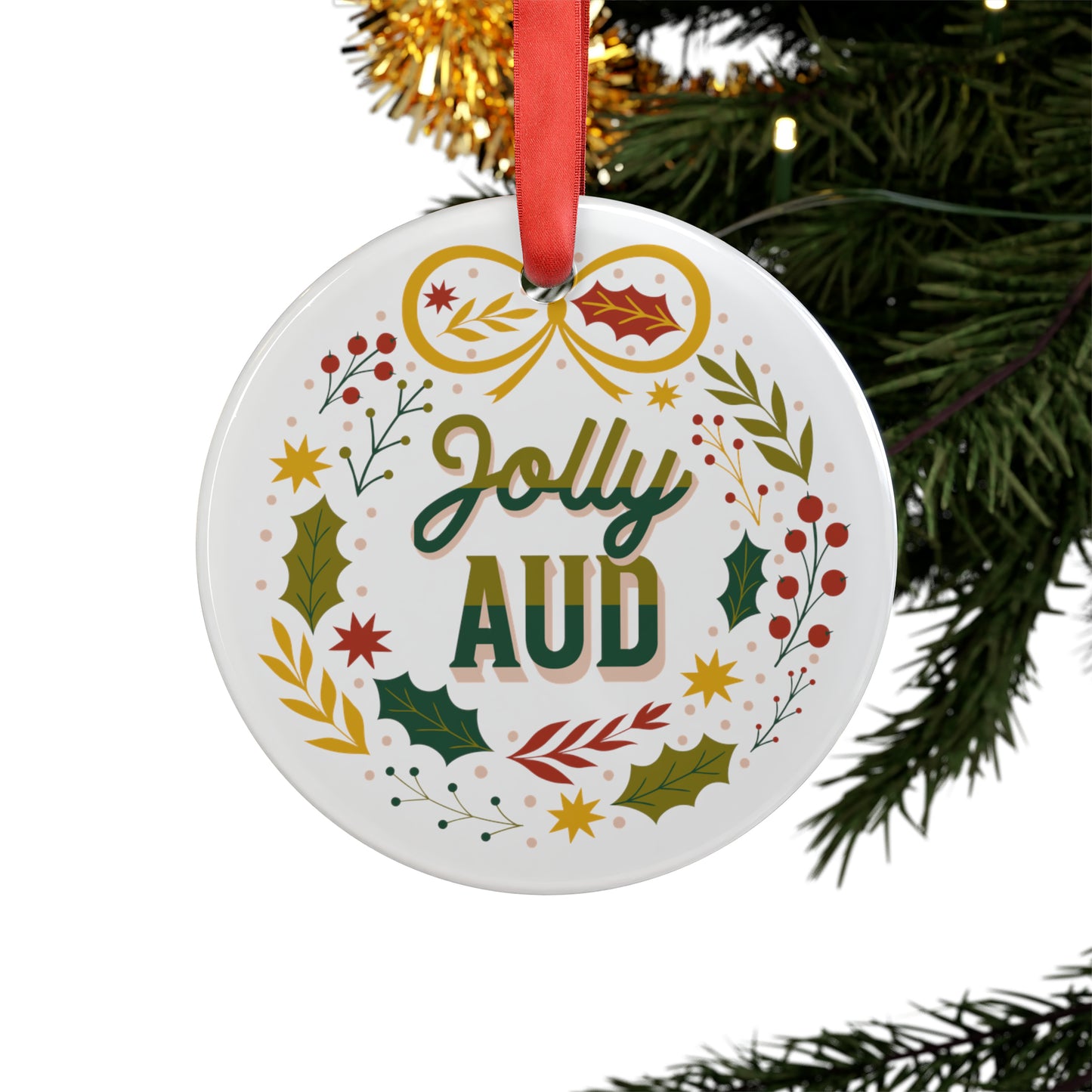 Jolly AuD Christmas Ornament - 4 Material Options