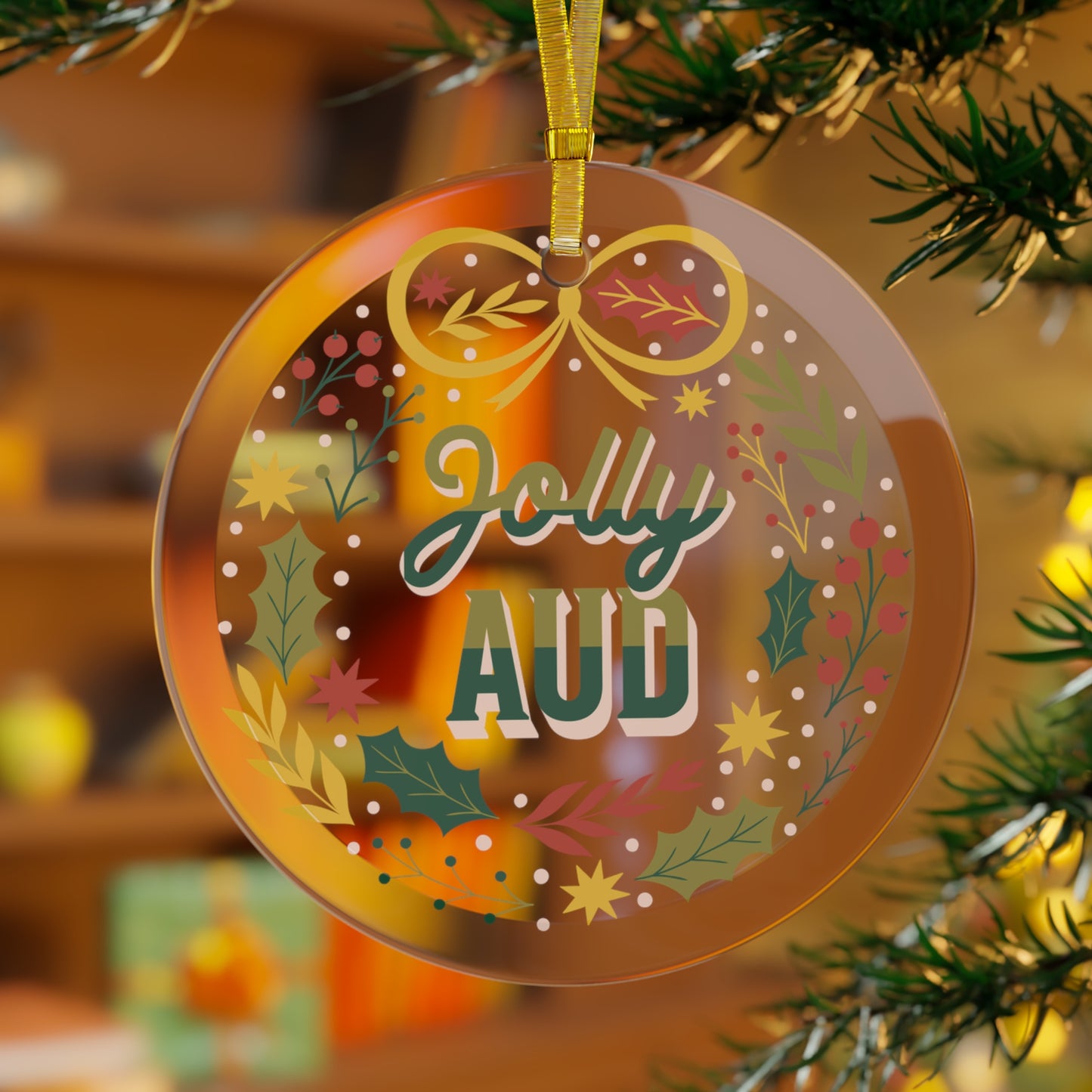 Jolly AuD Christmas Ornament - 4 Material Options