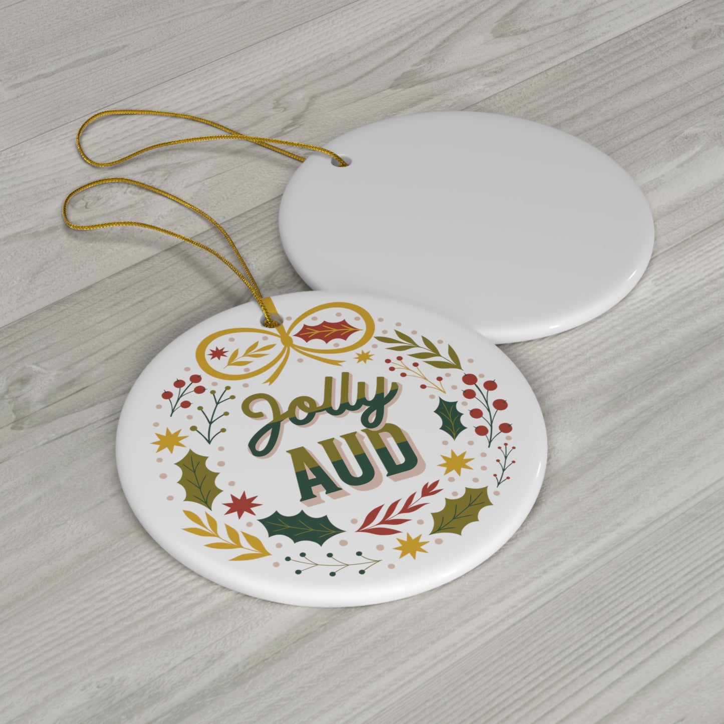 Jolly AuD Christmas Ornament - 4 Material Options