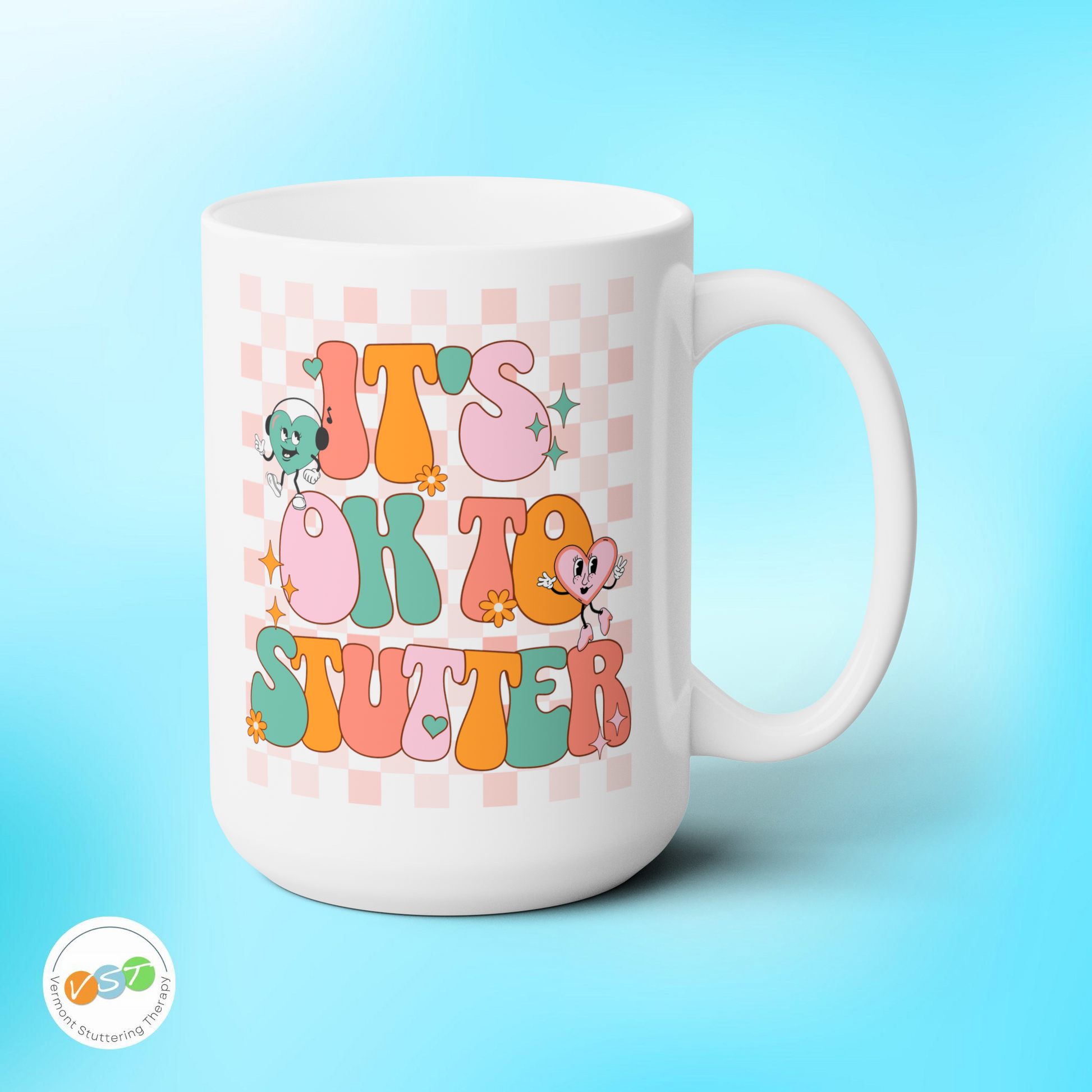 Retro It's OK to Stutter Awareness Coffee Mug, White 15oz