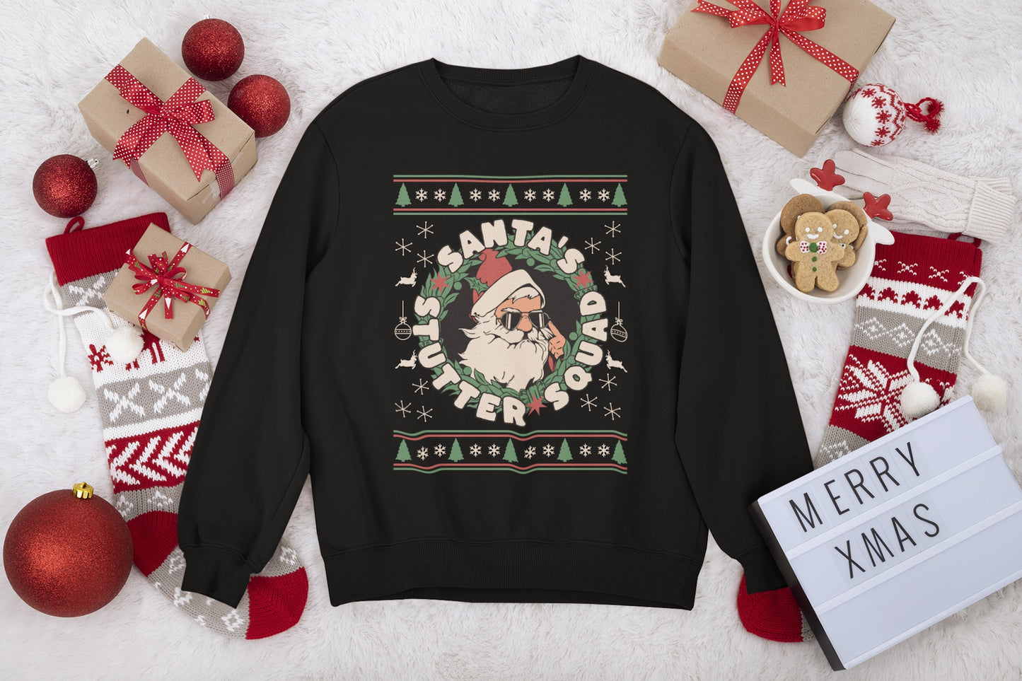 Santa's Stutter Squad Ugly Christmas Sweatshirt