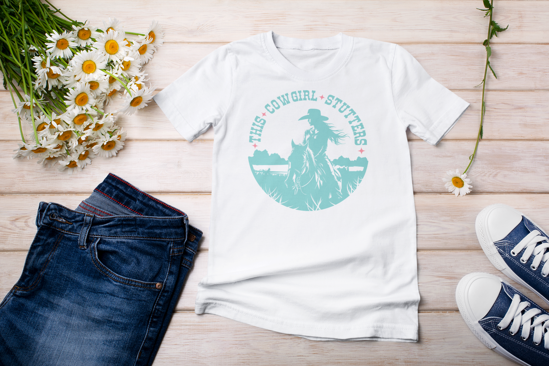 Coastal Cowgirl Stuttering T-shirt for Person Who Stutters