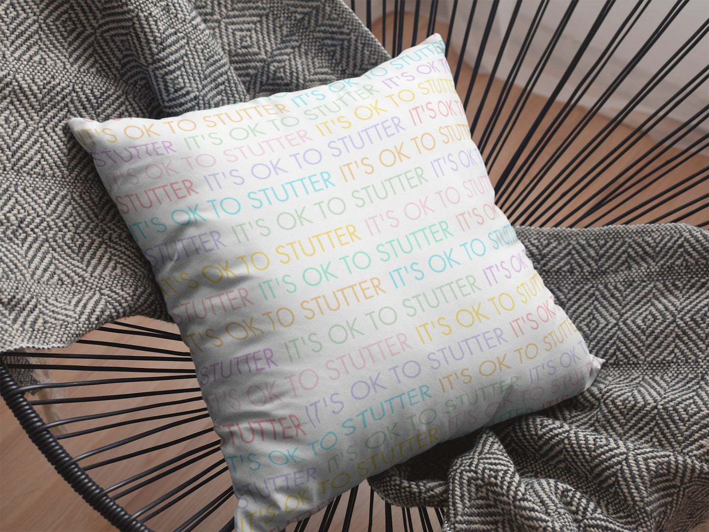 White - It's OK to Stutter Pillow