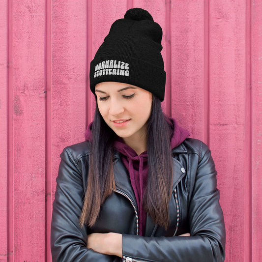 Normalize Stuttering Pom-Pom Beanie