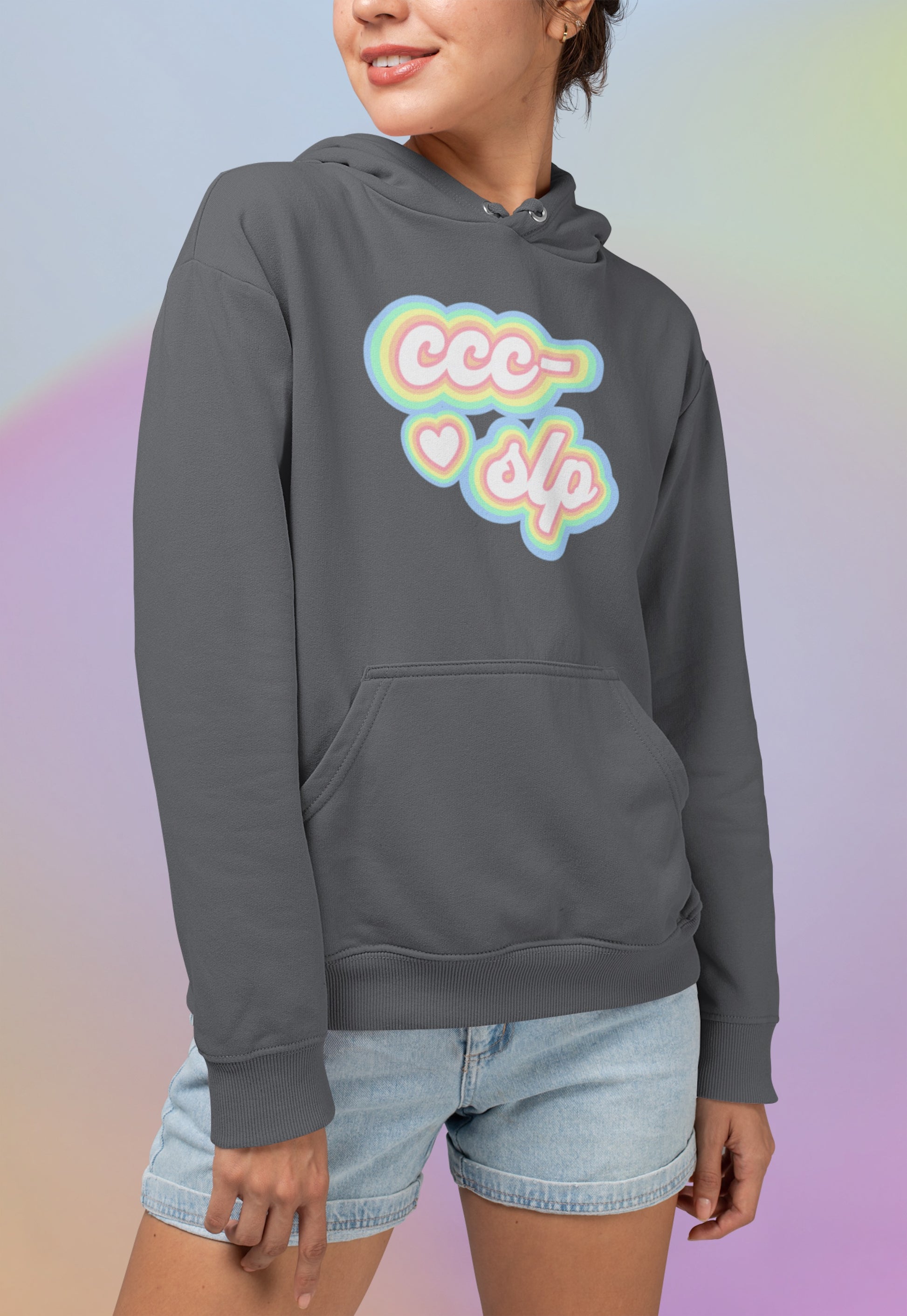 CCC-SLP Pastel Retro Unisex Hooded Sweatshirt for Speech Pathologist