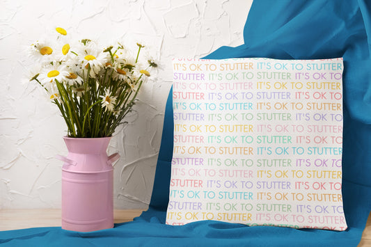 White - It's OK to Stutter Pillow