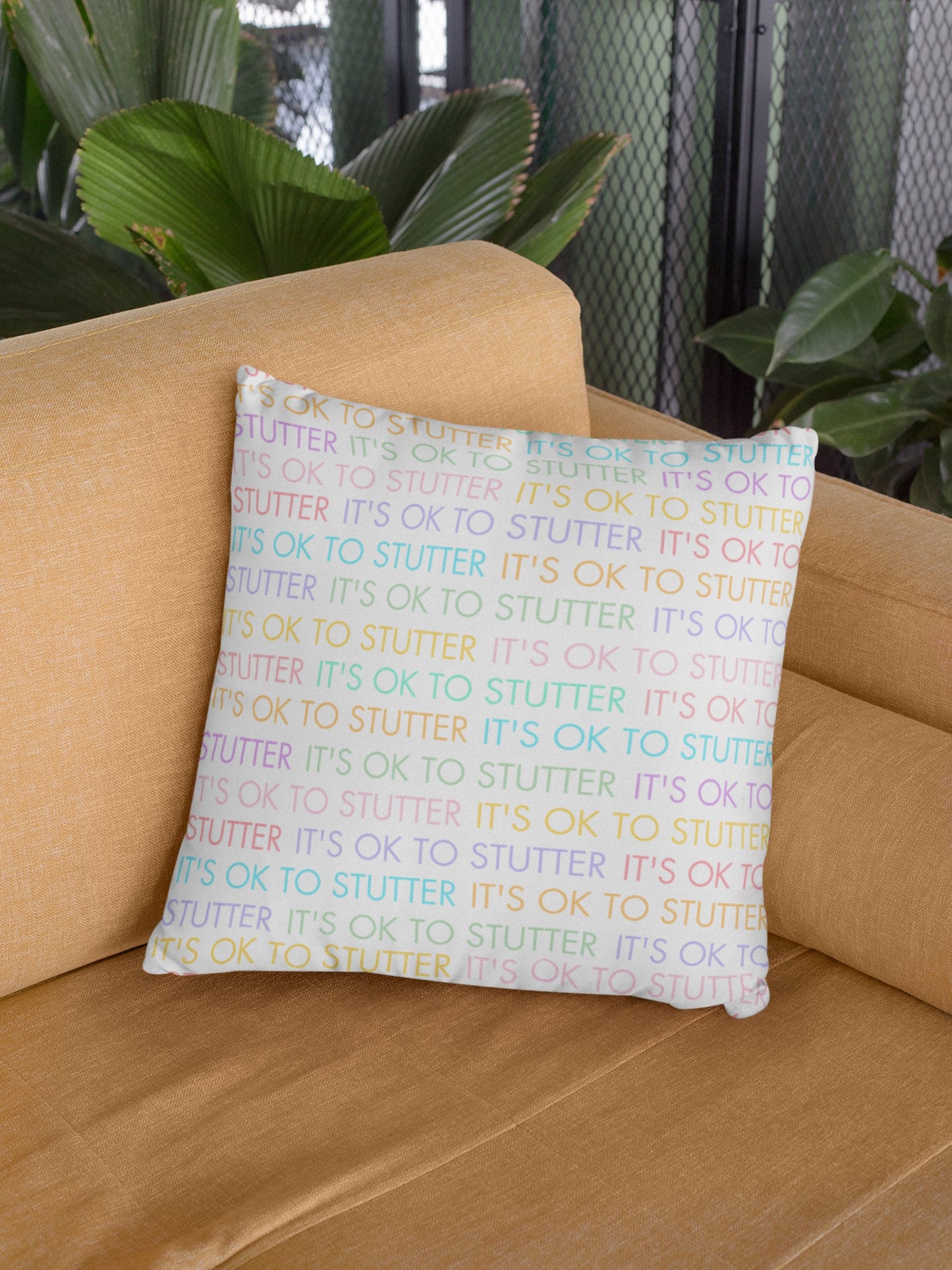 White - It's OK to Stutter Pillow