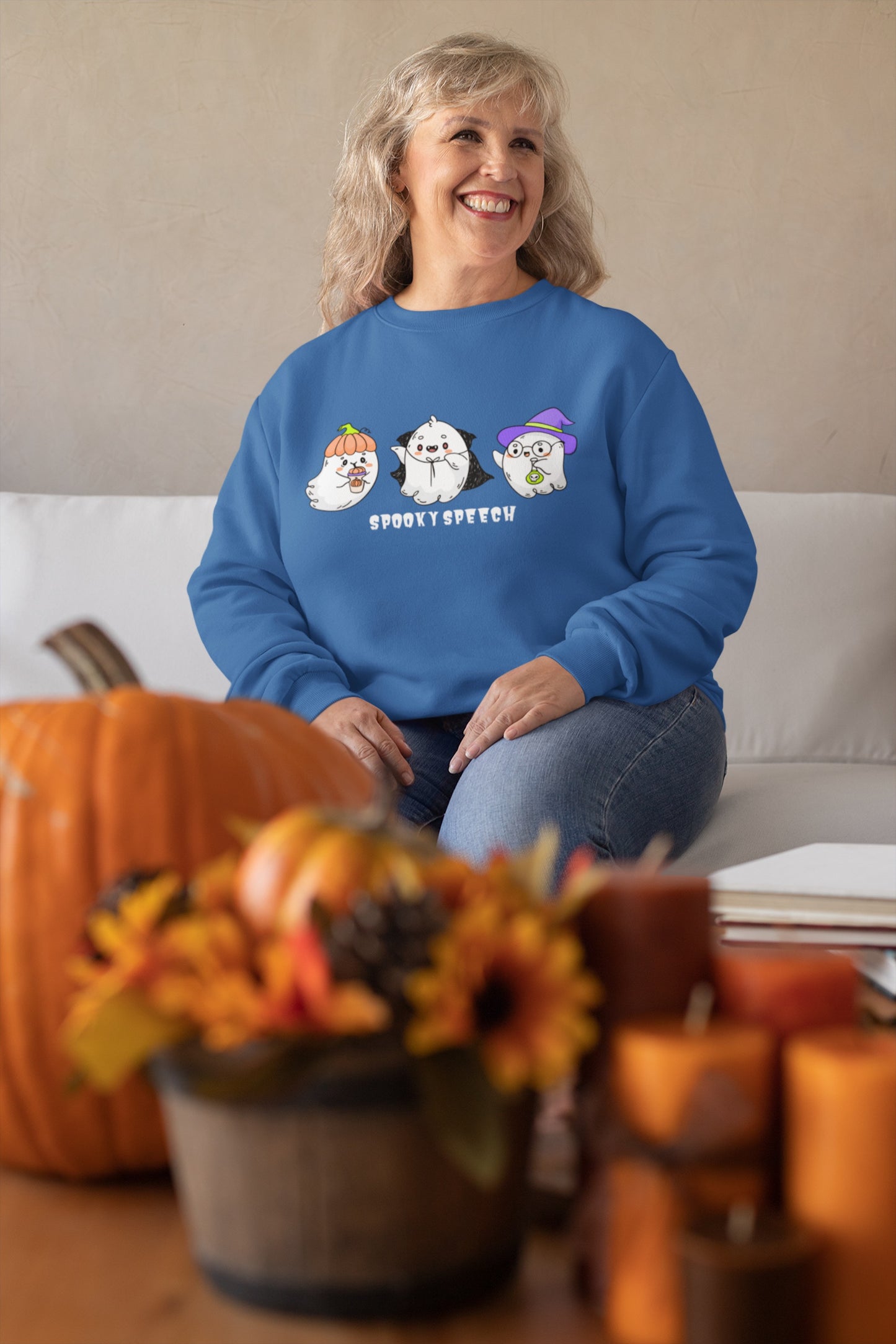 Spooky Speech Cute Ghosts Halloween Sweatshirt for SLP or SLPA