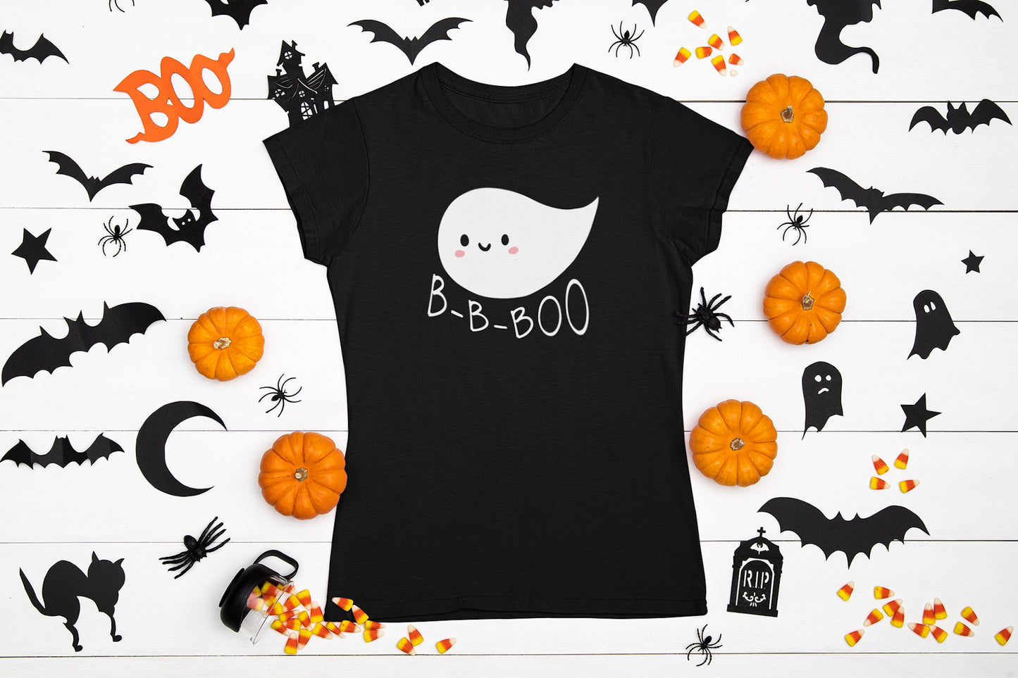 Stuttering Ghost B-B-Boo Halloween T-shirt - Adult