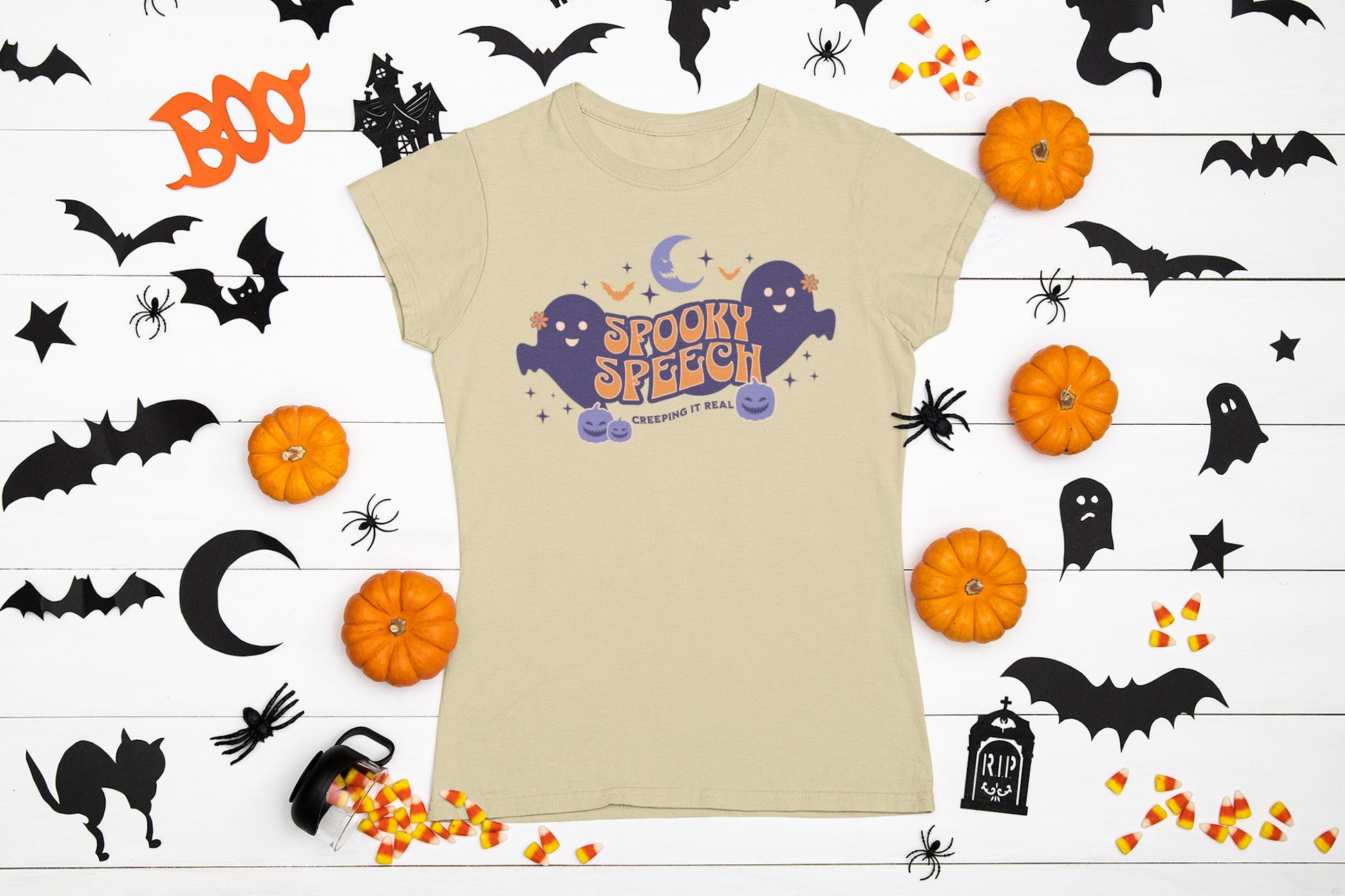 Spooky Speech Halloween T-shirt SLP Creeping it Real