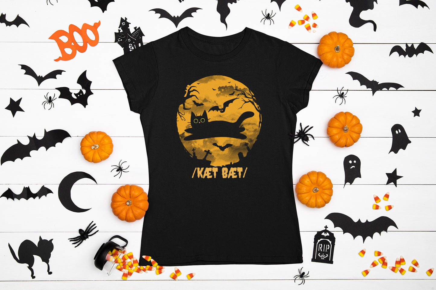 Spooky Phonetic Cat Bat Halloween T-shirt for SLP / SLPA