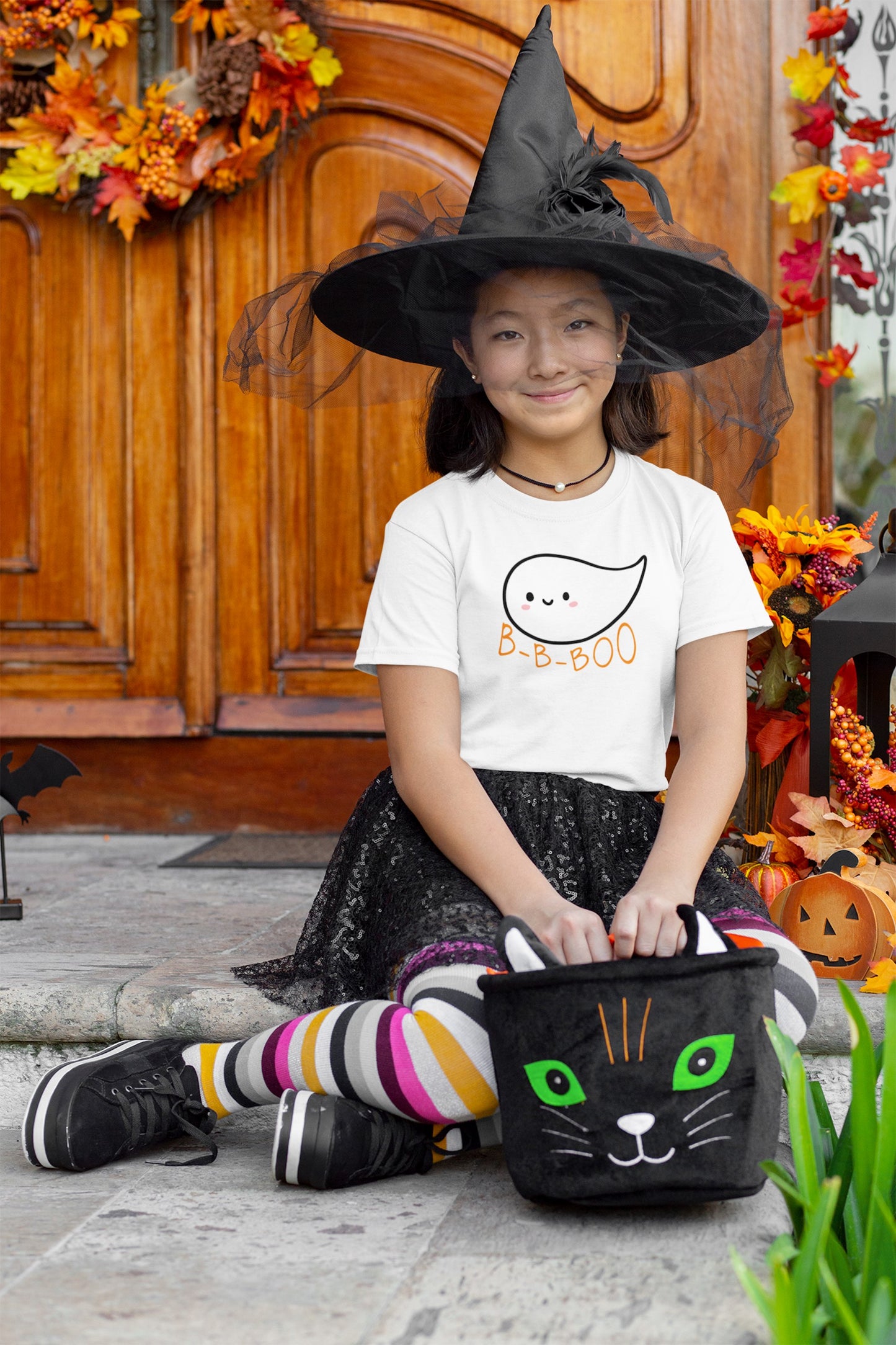 Kids Stuttering Ghost Halloween B-B-Boo T-shirt for Child Who Stutters