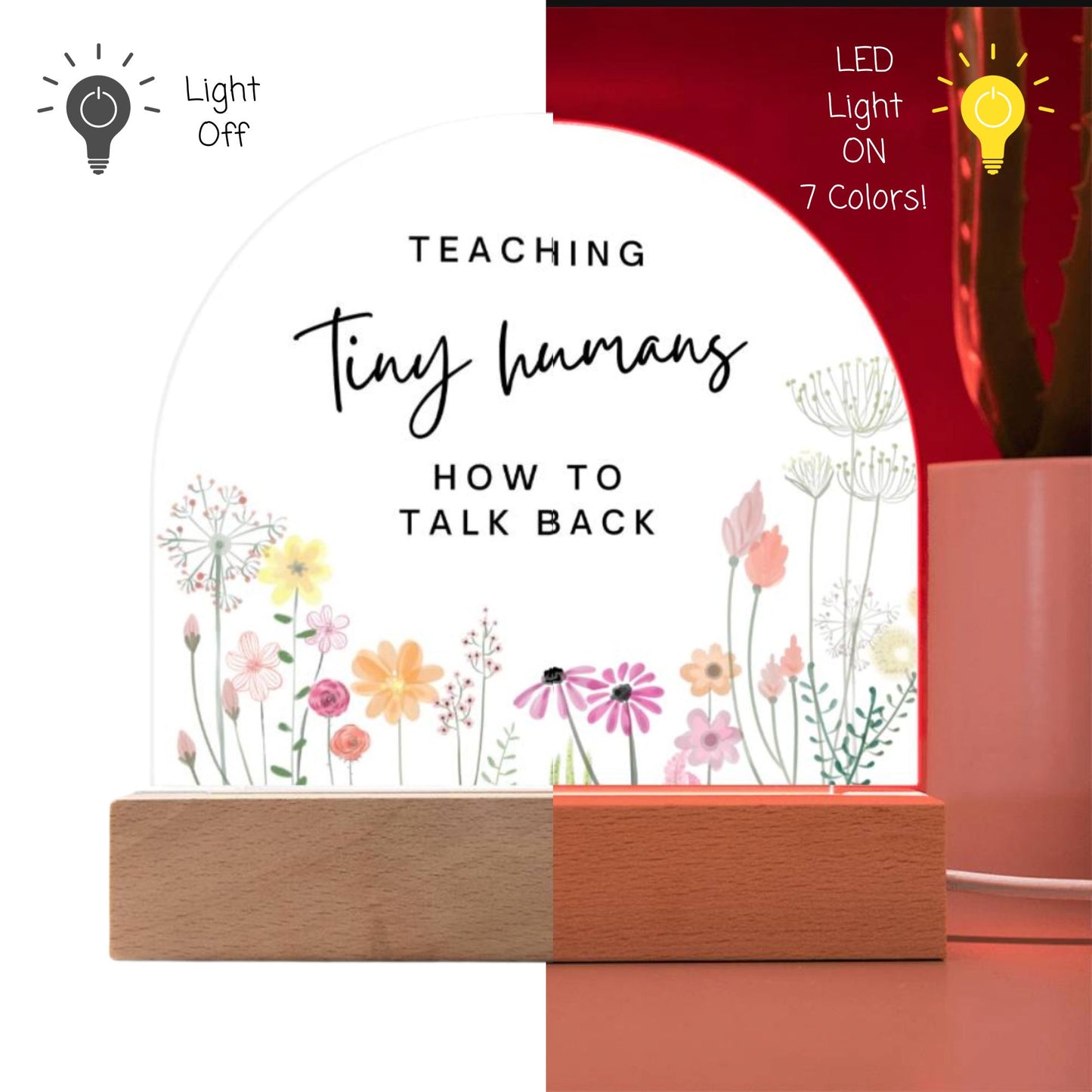 Teaching Tiny Humans How to Talk Back - LED Acrylic Desk Plaque for SLP SLPA