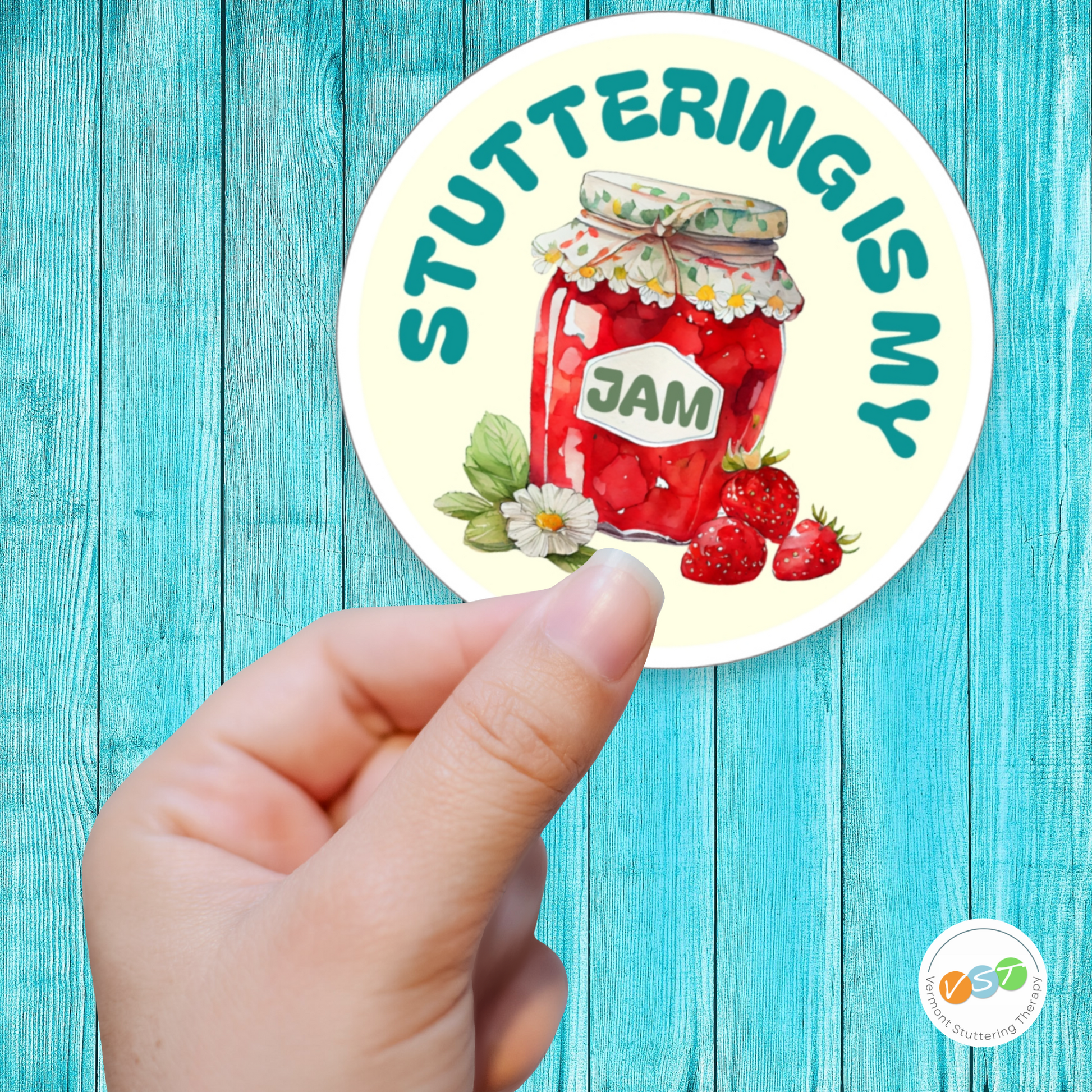 Stuttering is my Jam Sticker Gift for Person Who Stutters, Cute Strawberry Stuttering Awareness Gift Sticker PWS, Stuttering Vinyl Sticker