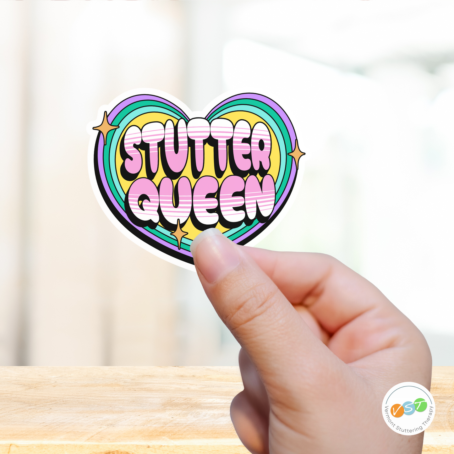 Cute Heart Stutter Queen Sticker for Woman Who Stutters