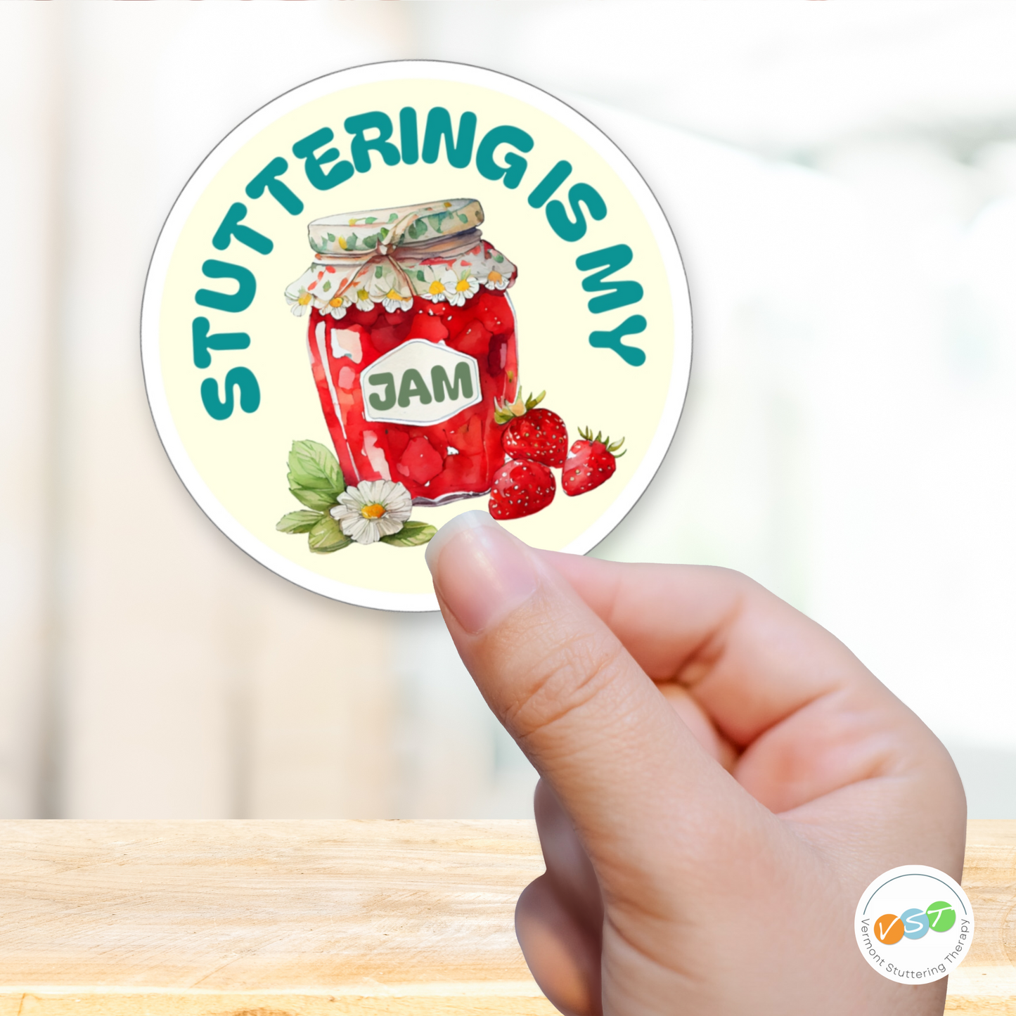 Stuttering is my Jam Sticker Gift for Person Who Stutters, Cute Strawberry Stuttering Awareness Gift Sticker PWS, Stuttering Vinyl Sticker