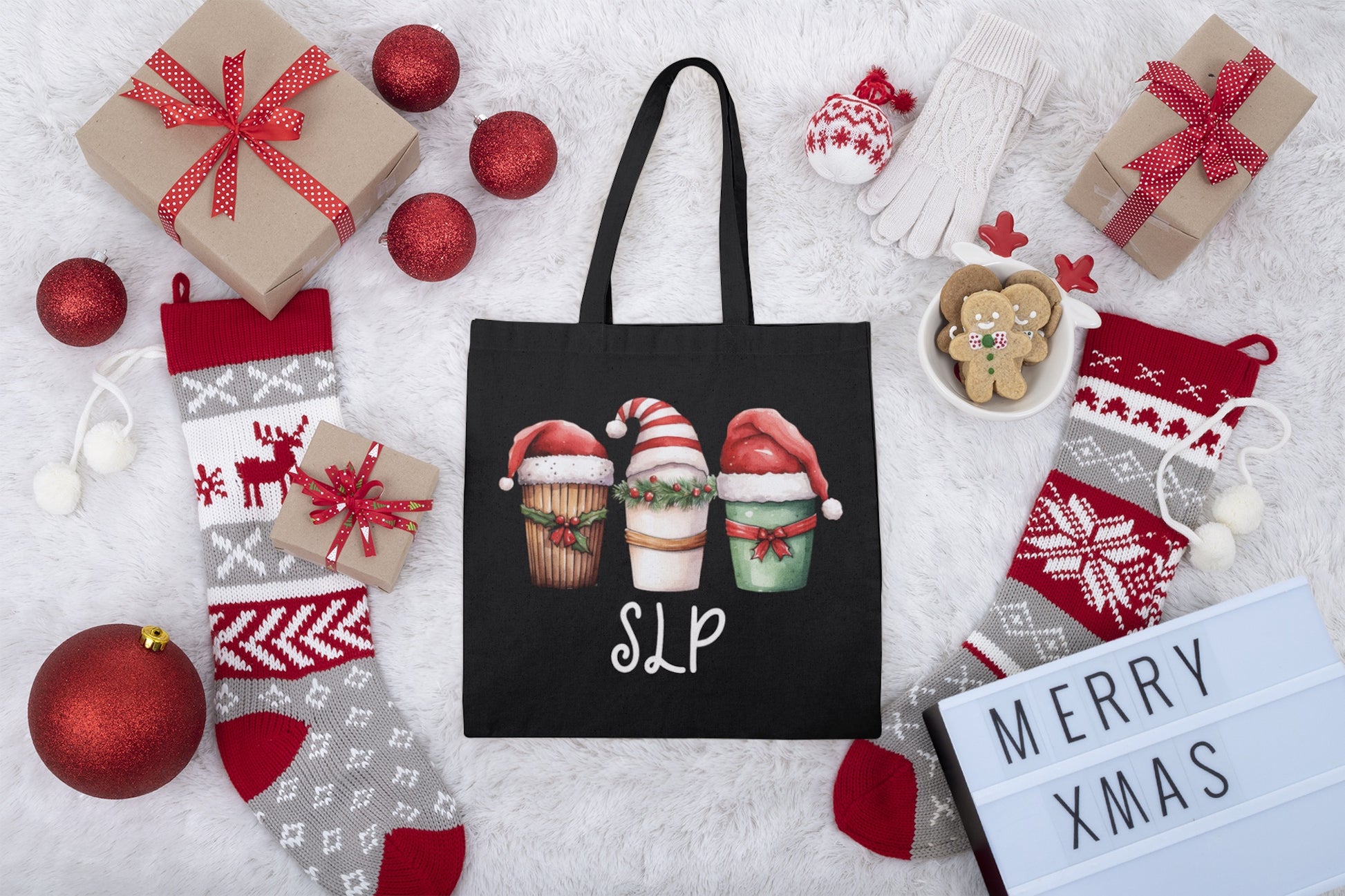 SLP Christmas Tote - Coffee Santa Hat 