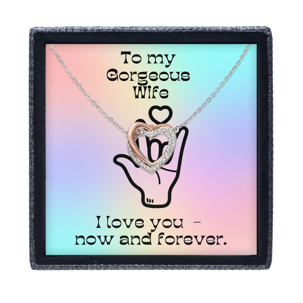 Twin Flames - Interlocking Hearts ASL I Love You Necklace for Wife