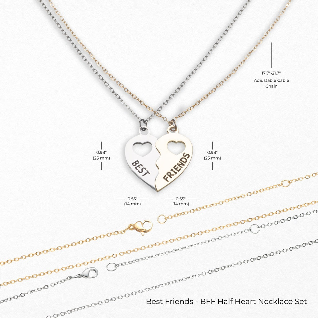 Bestie Galentine's Day Gift Best Friends Necklace Set - BFF Half Hearts Set