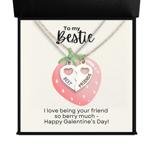 Bestie Galentine's Day Gift Best Friends Necklace Set - BFF Half Hearts Set