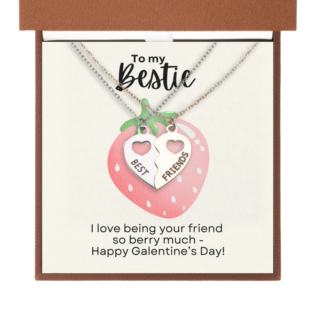 Bestie Galentine's Day Gift Best Friends Necklace Set - BFF Half Hearts Set