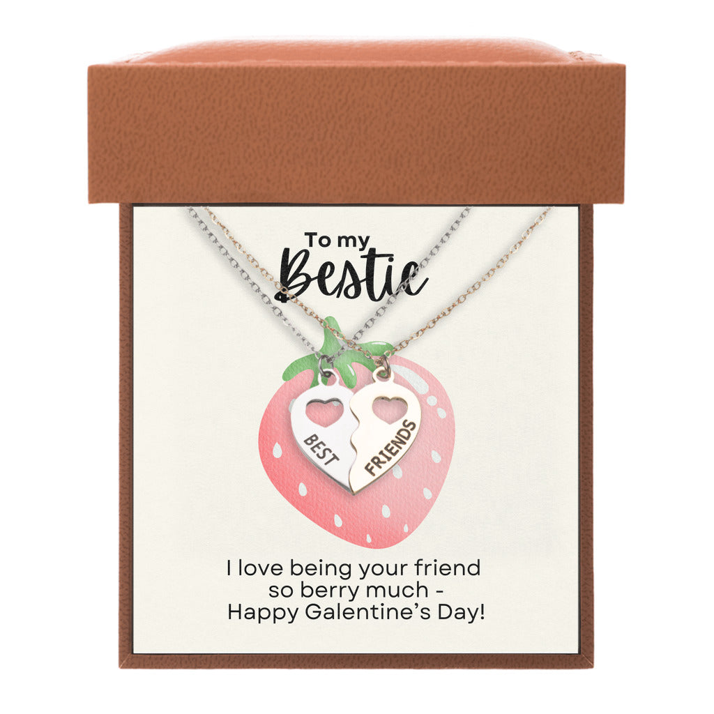 Bestie Galentine's Day Gift Best Friends Necklace Set - BFF Half Hearts Set