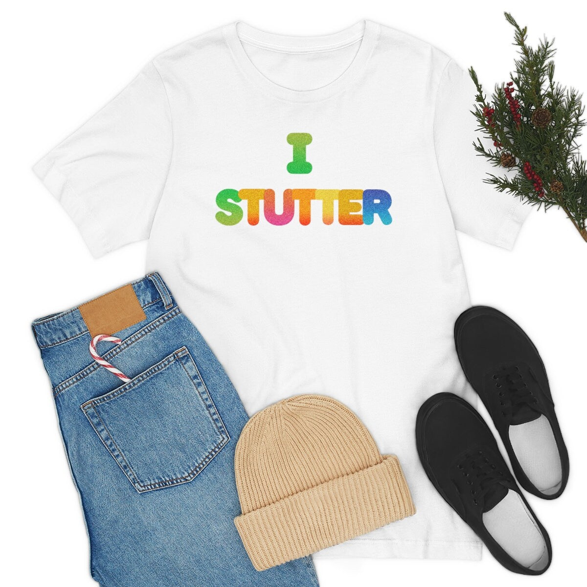 Glitter Print I Stutter Stuttering T-shirt