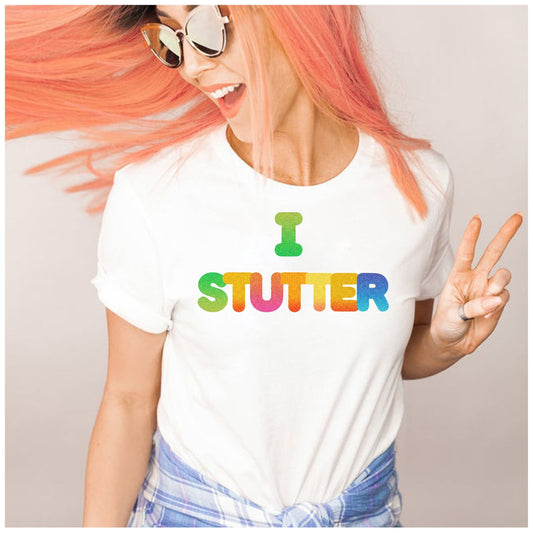 Glitter Print I Stutter Stuttering T-shirt