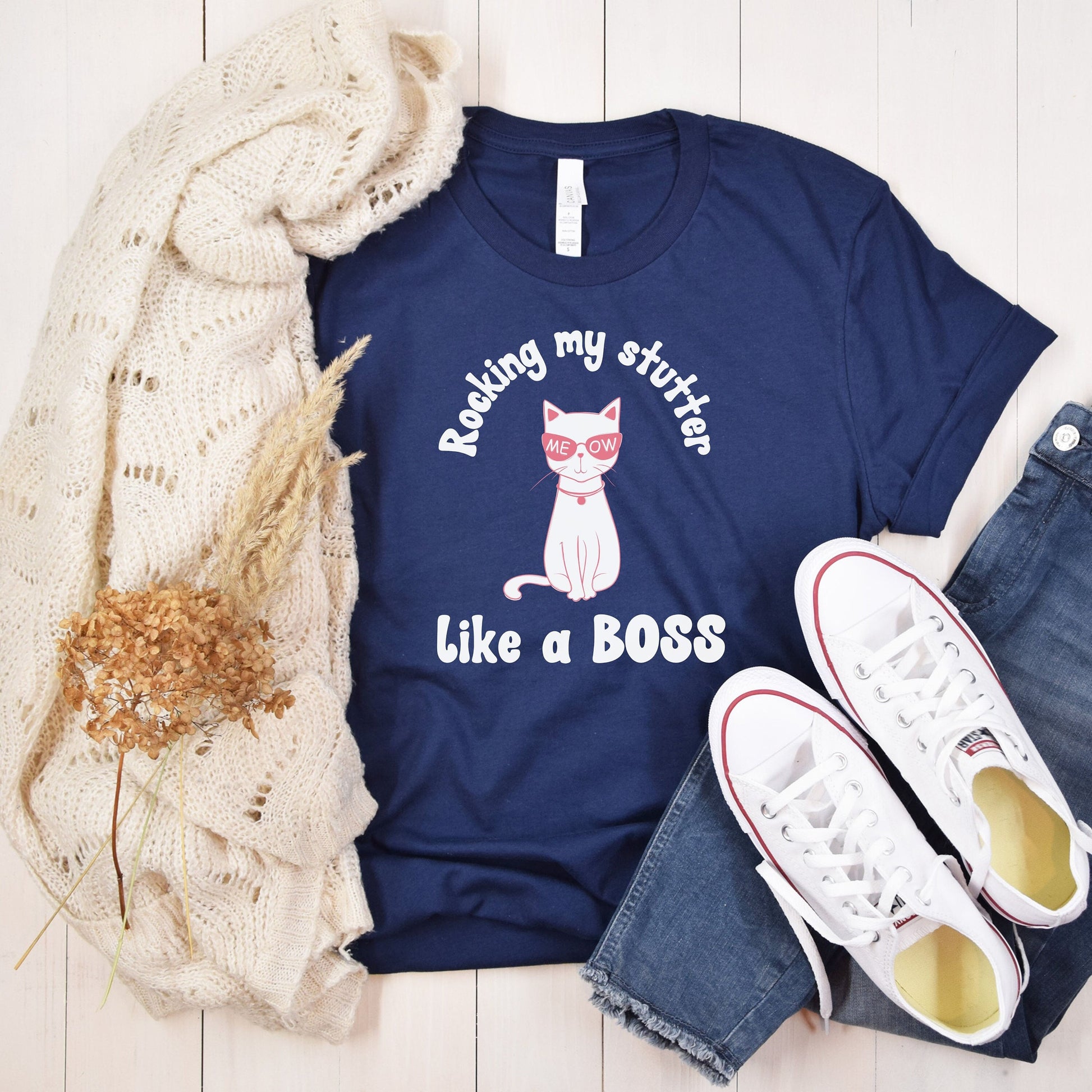 Cat Stutter Like a Boss Unisex T-Shirt