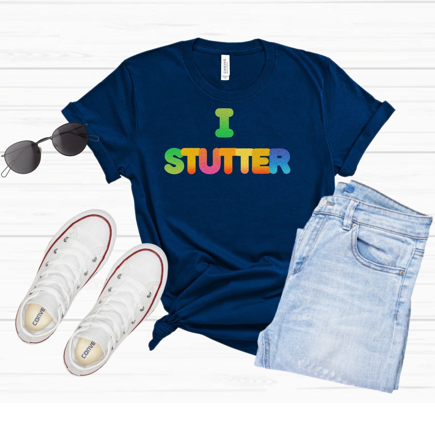 Glitter Print I Stutter Stuttering T-shirt