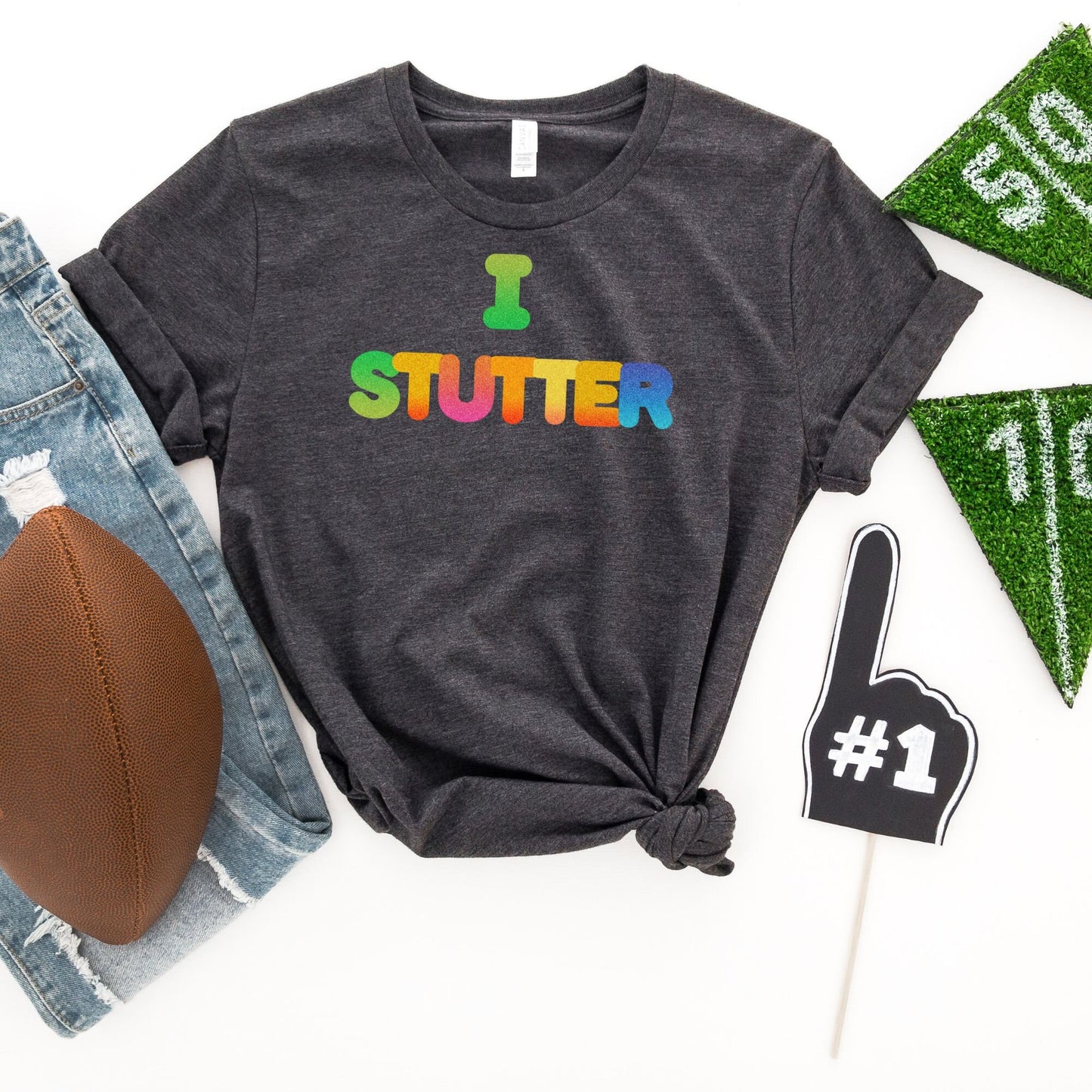 Glitter Print I Stutter Stuttering T-shirt