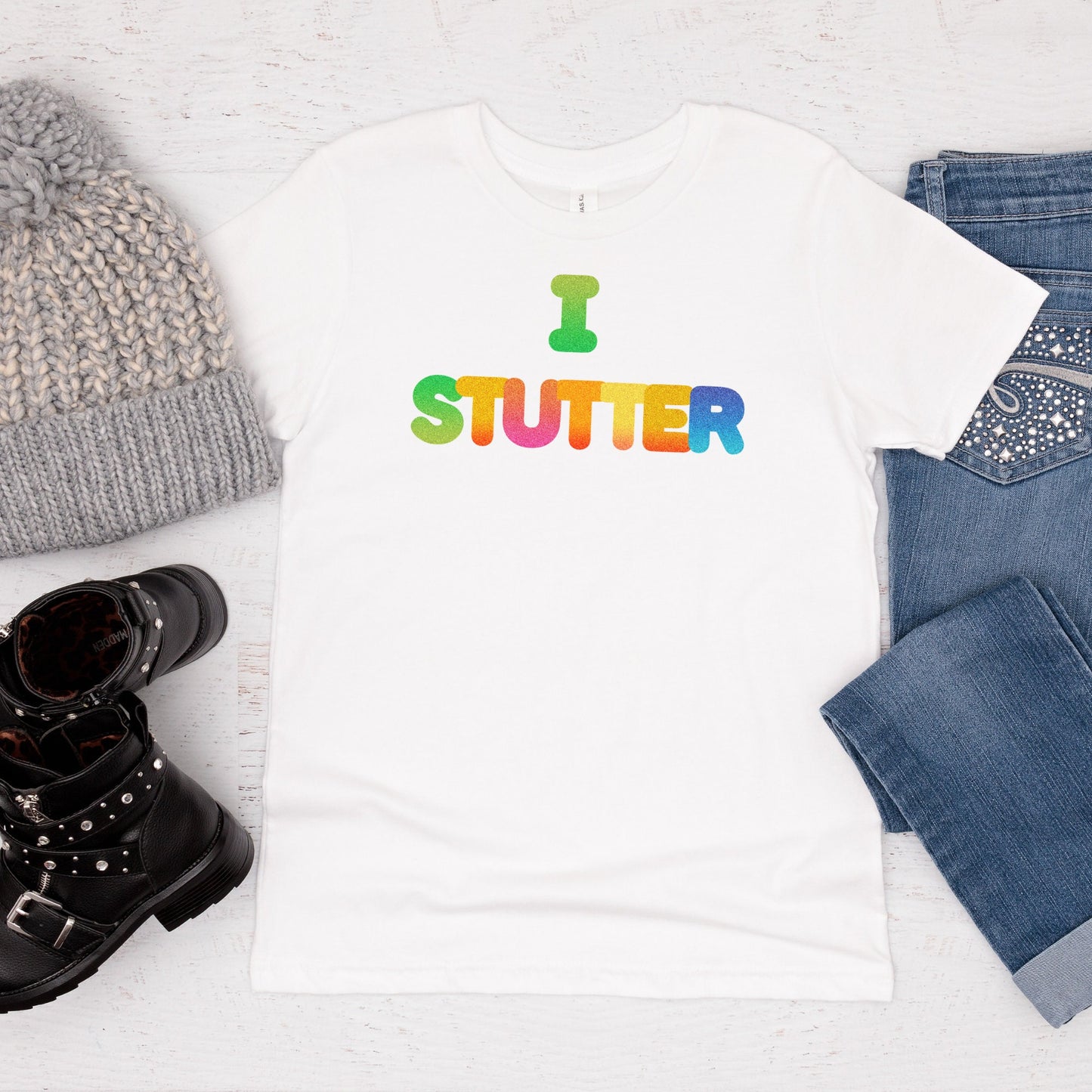 I Stutter Glitter Pattern Stuttering T-shirt