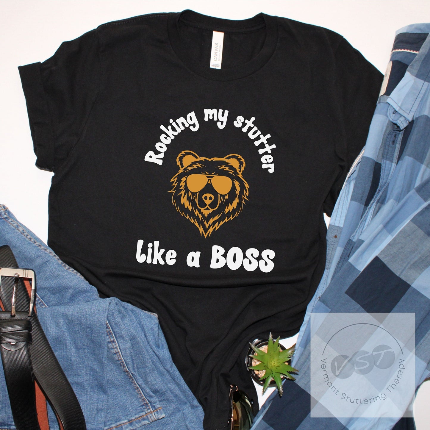 Stutter Like a Boss Bear Unisex T-Shirt