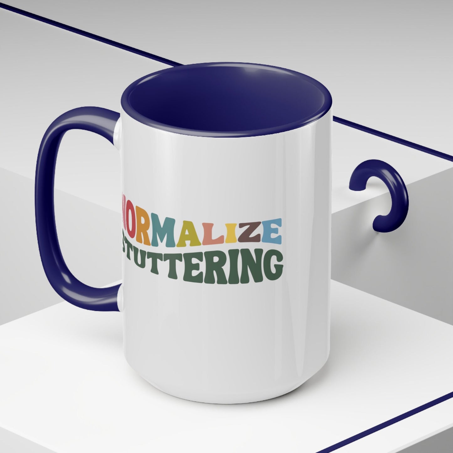 Normalize Stuttering Retro Wave MCM Colors 15oz Two-Tone Mug