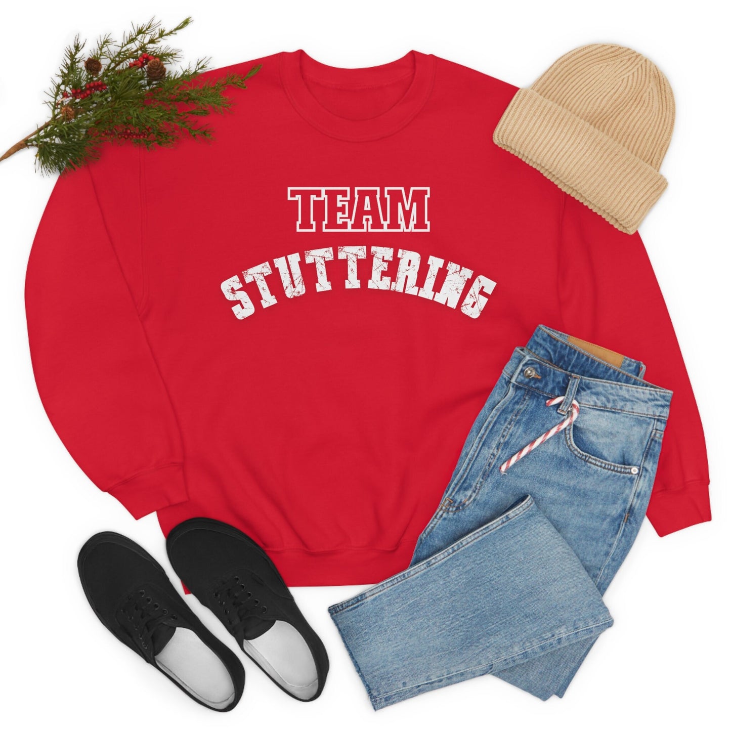 Team Stuttering Varsity Unisex Heavy Blend Crewneck Sweatshirt