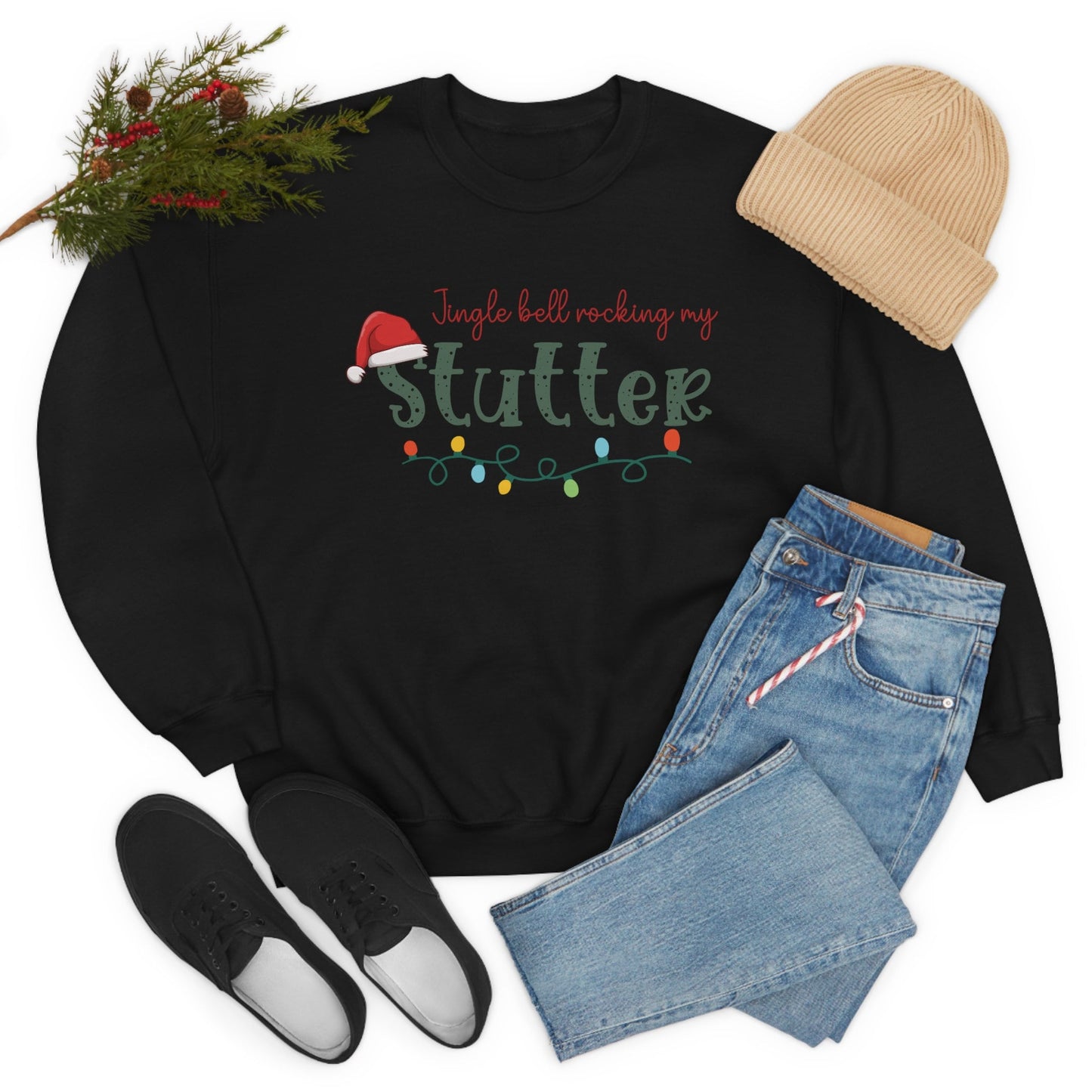 Jingle Bell Rocking my Stutter Unisex Heavy Blend Crewneck Sweatshirt