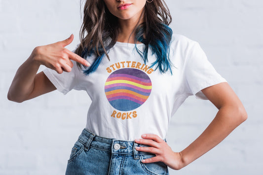 Stuttering Rocks Retro Sun Unisex T-Shirt